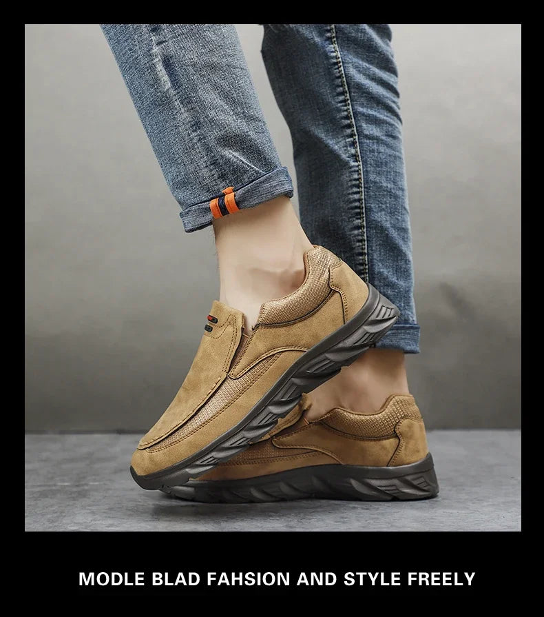 Men Sneakers Comfortable Leather Flat Footwear For Men