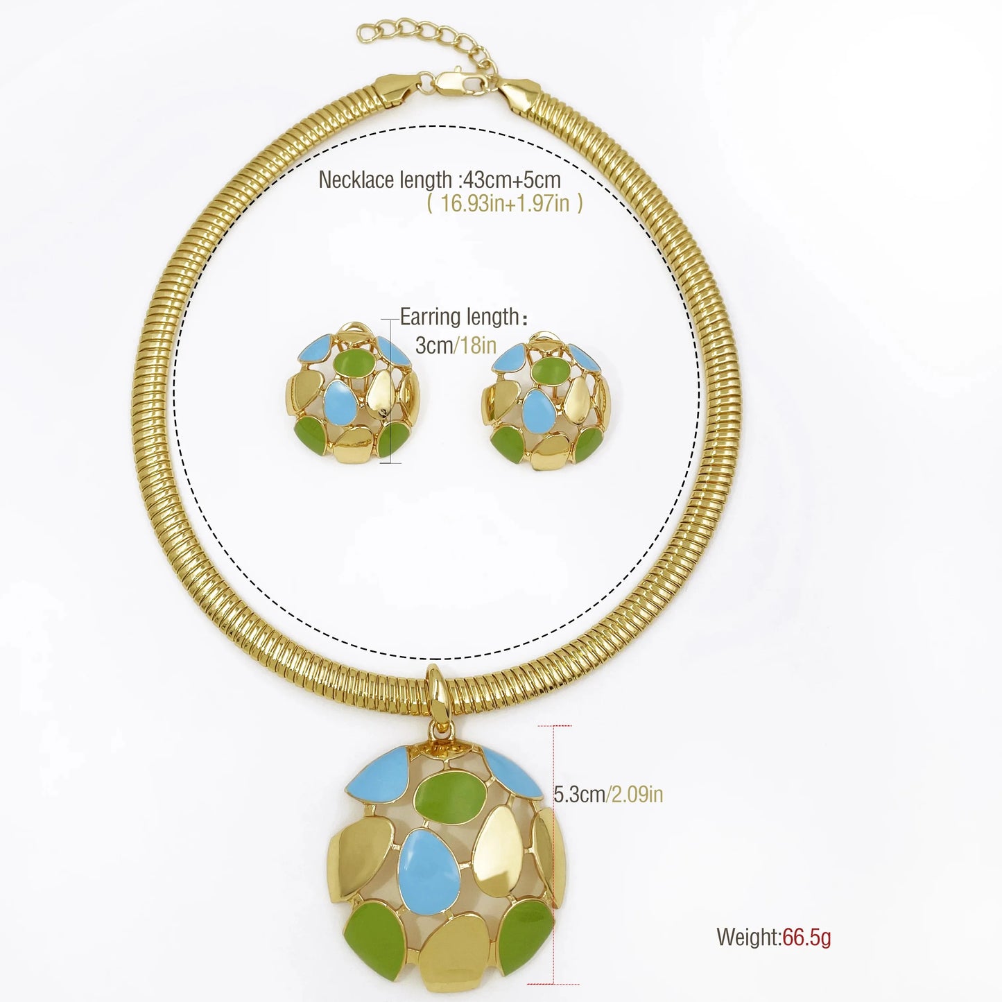 Necklace Pendant And Earrings 3pcs Jewelry Set