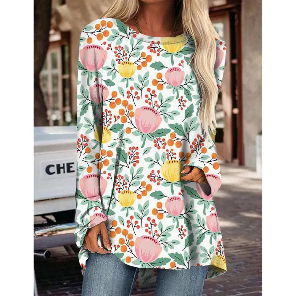 Round Neck Long Sleeve Blouse