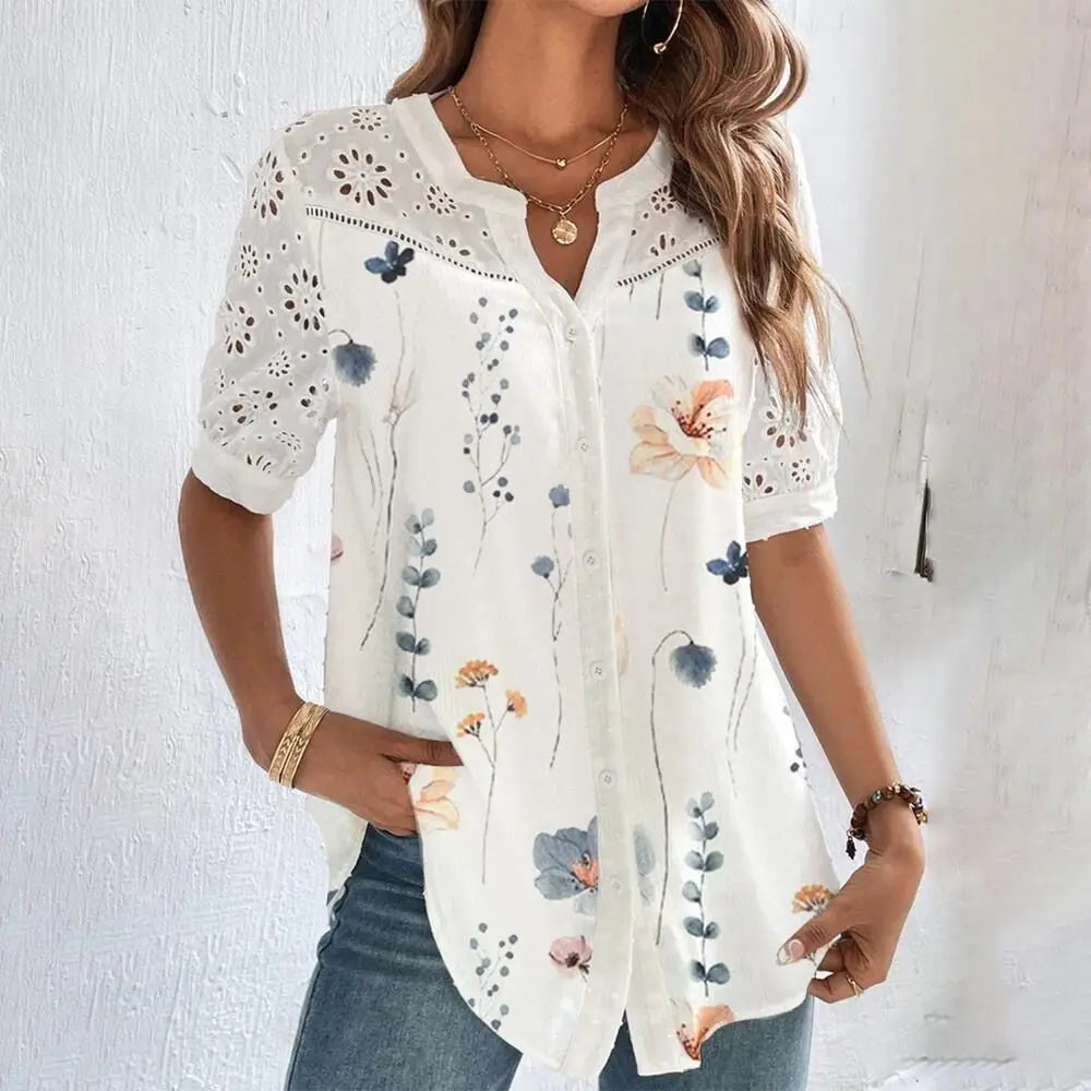 Elegant Short Sleeve Blouse Holiday Dress