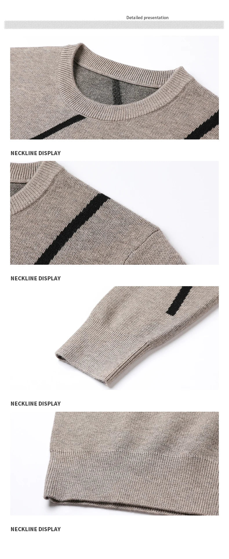 Fashion Brand Knit High Designer Winter Wool Pullover Black Sweater For Man