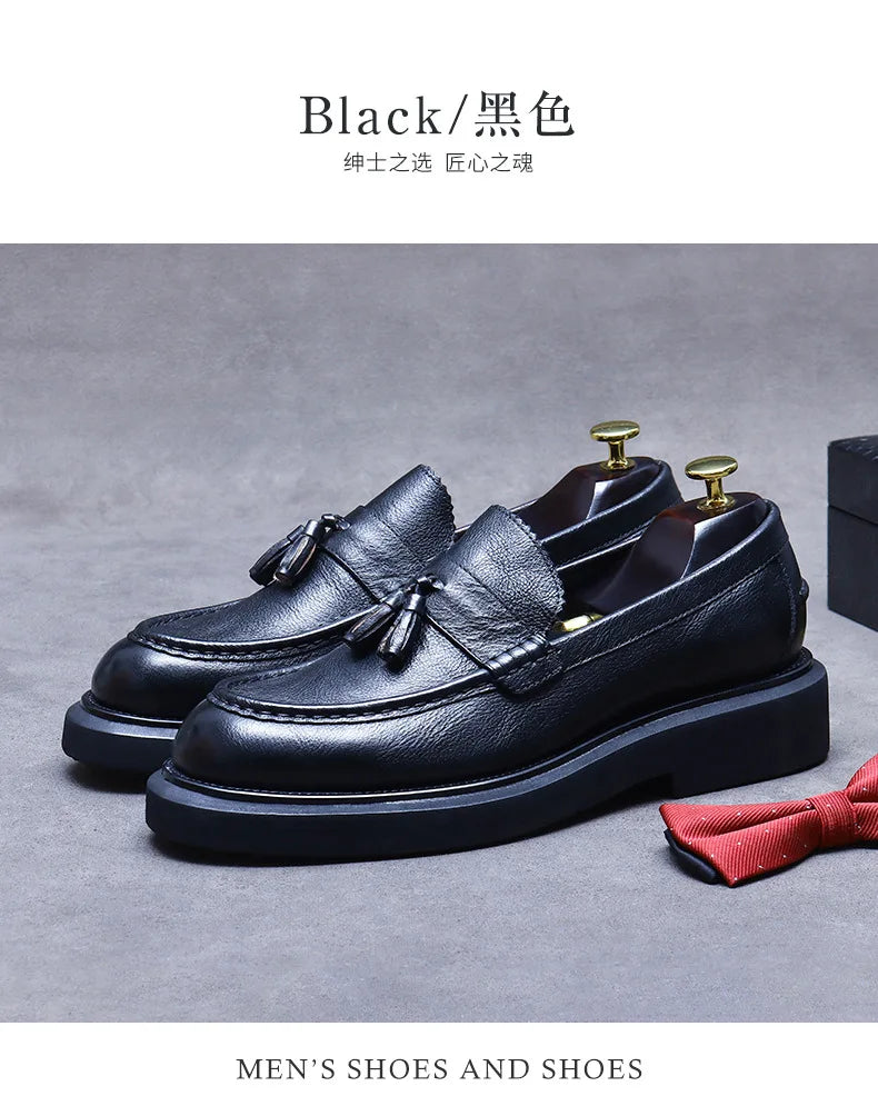 Soft Leather Elegant Mens Dress Loafers Shoes Luxury Genuine Leather Shoes