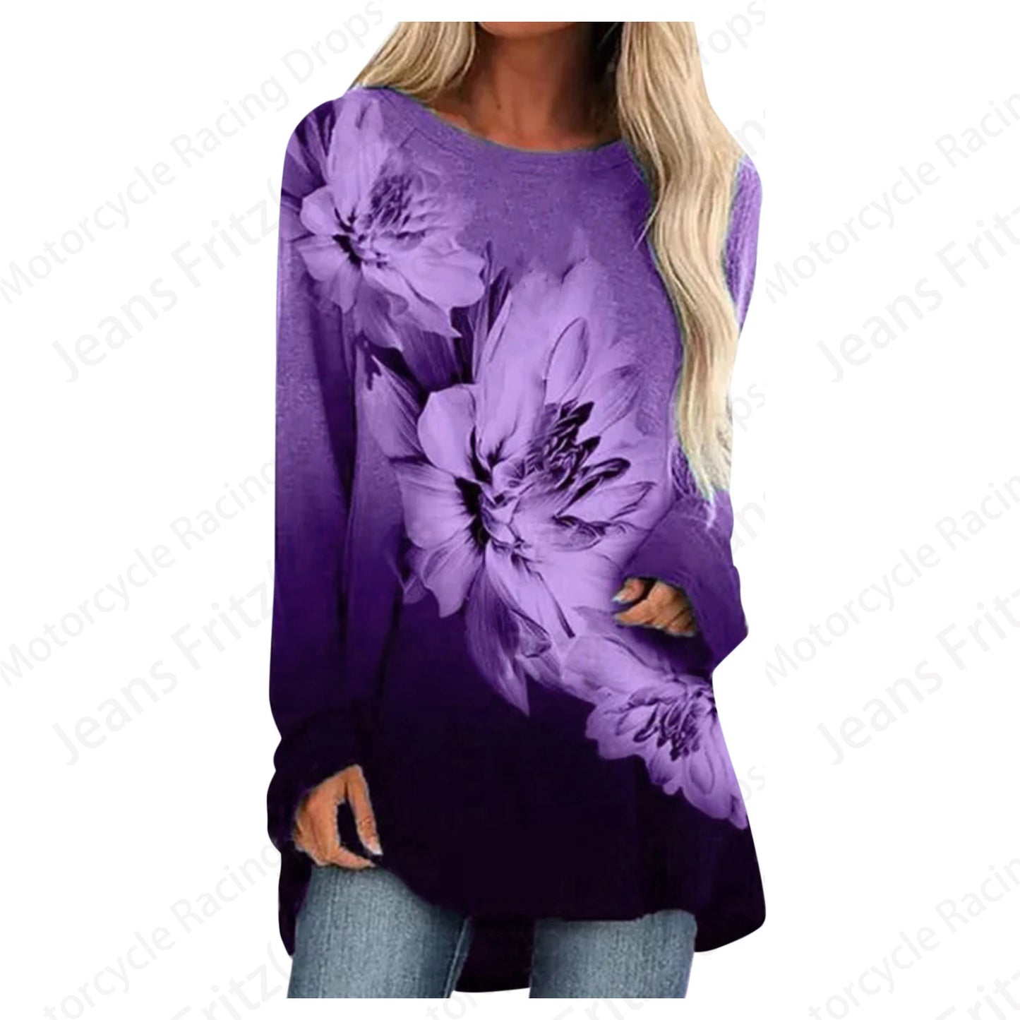 Long Sleeve Tops Lady Tshirt Tunic Clothing