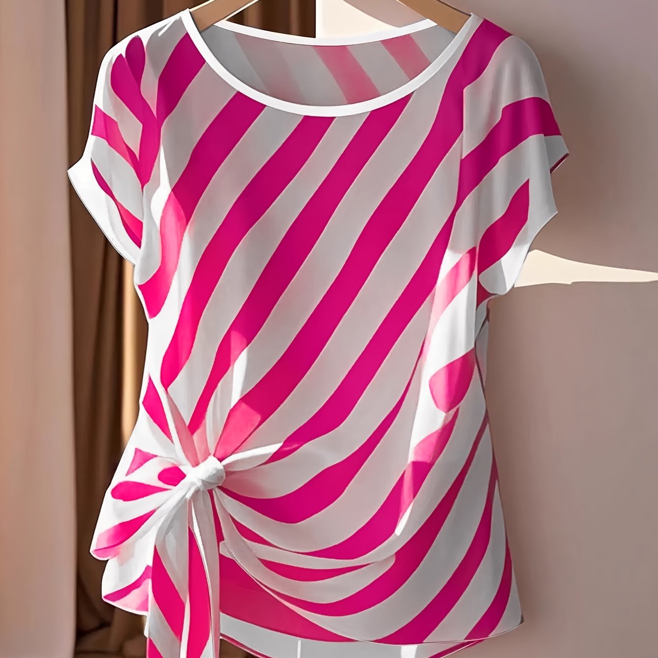 Summer Holiday Round Neck Sleeveless Bow-Tie Shirt