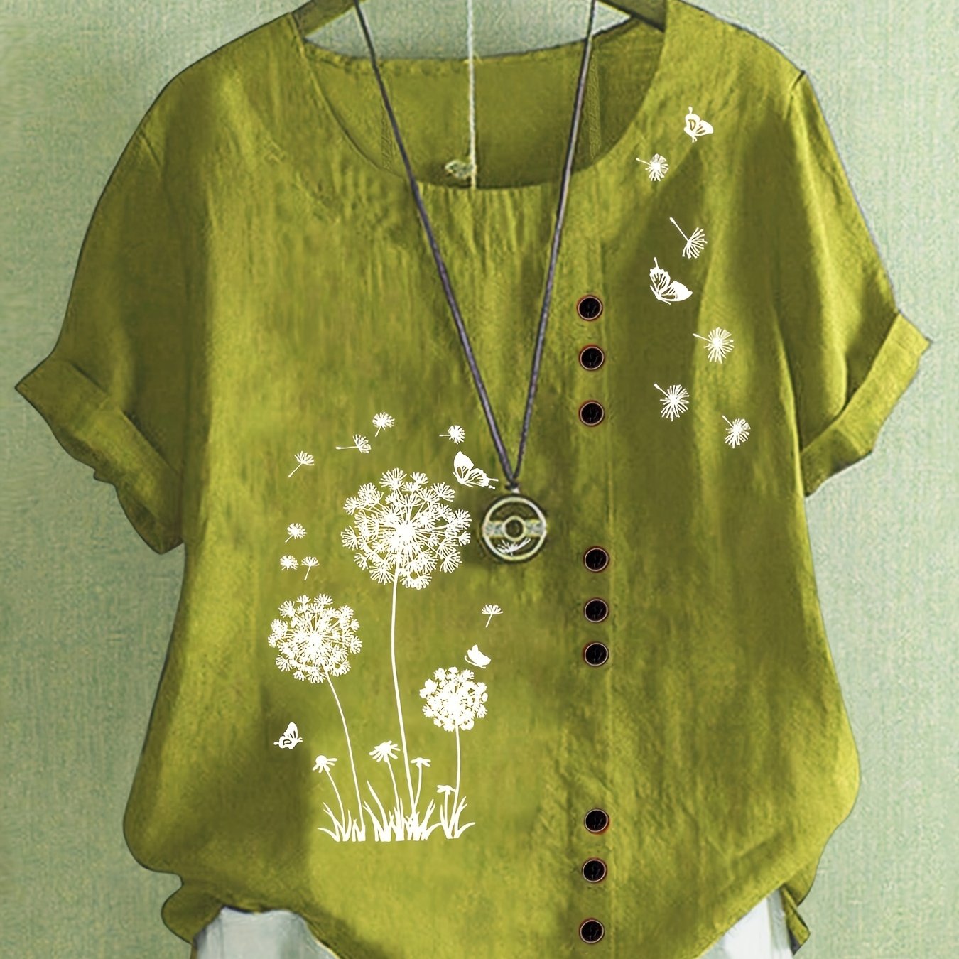 Crew Neck Short Sleeve T-Shirt For Spring & Summer