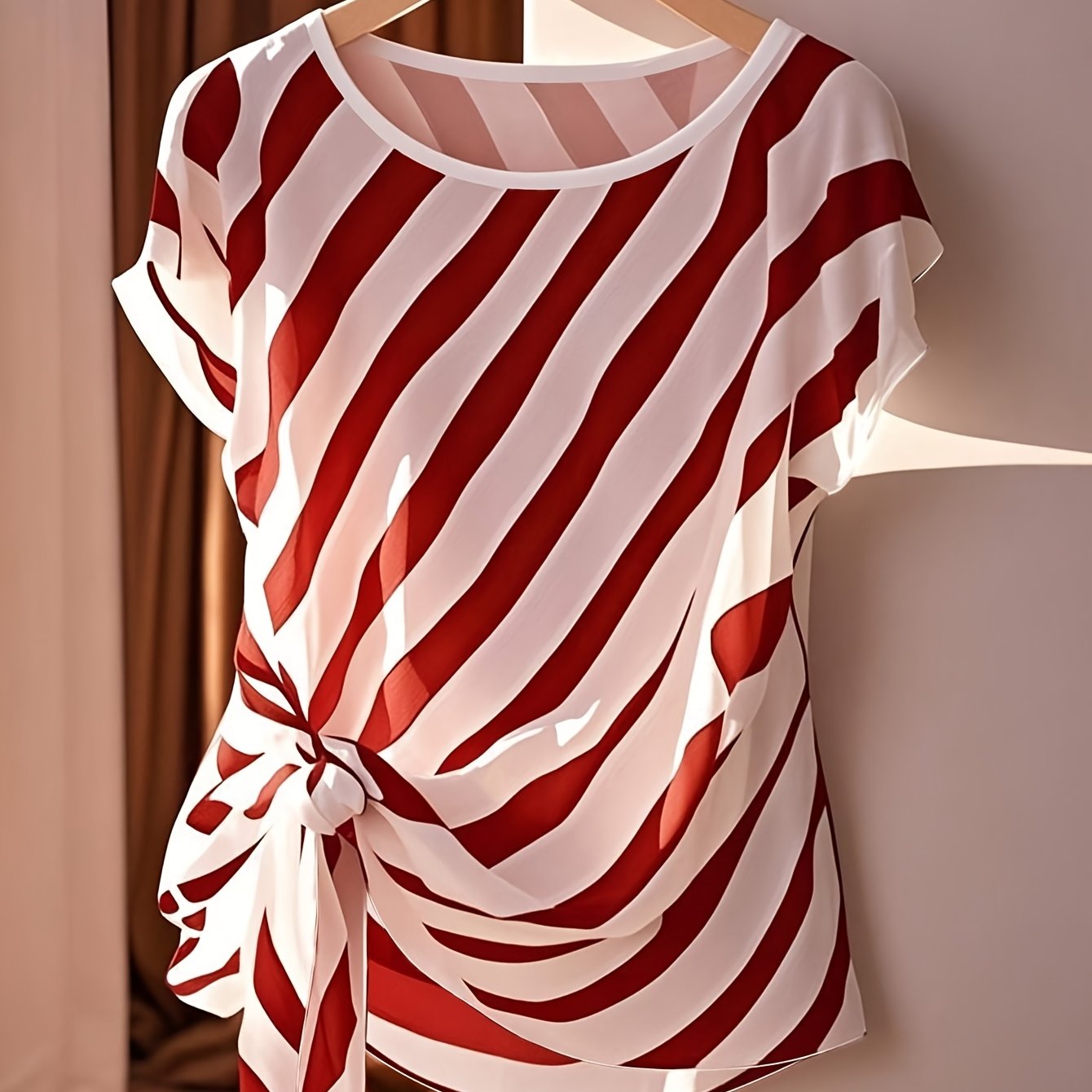 Summer Holiday Round Neck Sleeveless Bow-Tie Shirt