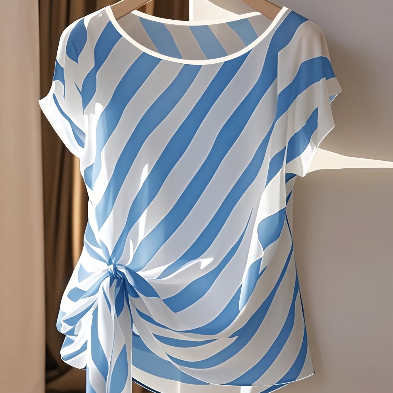 Summer Holiday Round Neck Sleeveless Bow-Tie Shirt