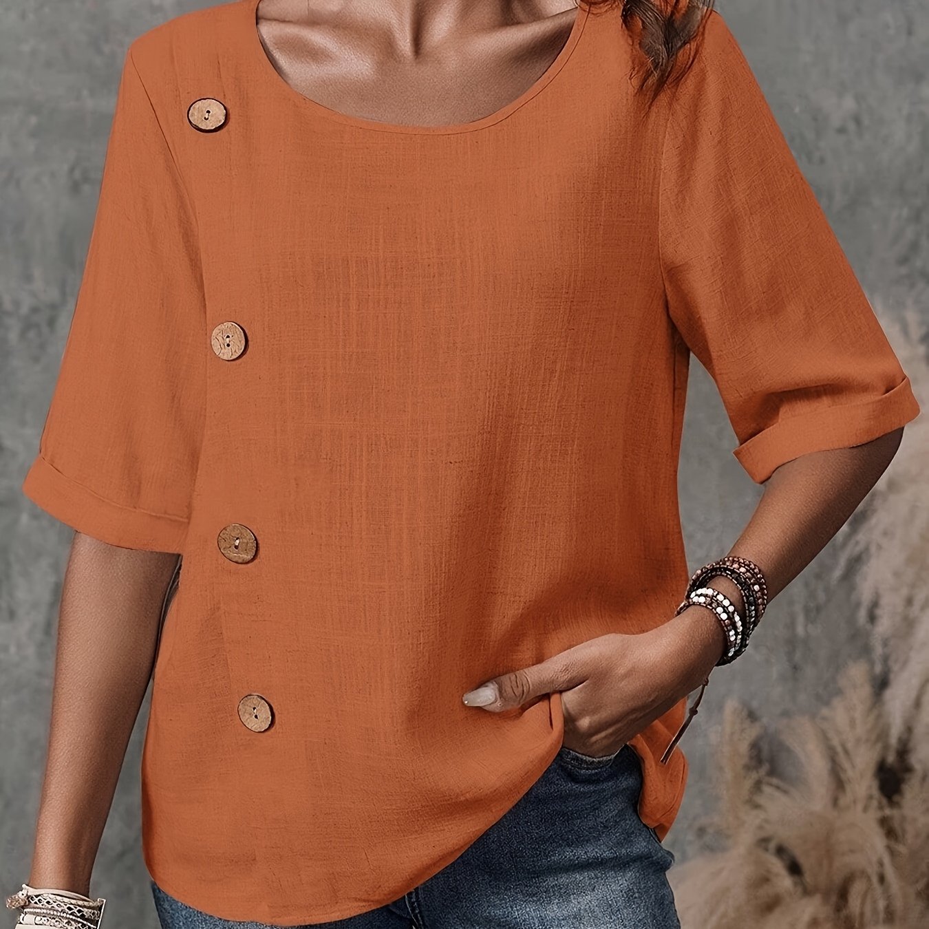 Women'S Vintage-Inspired Button-Up Blouse  Ladies Top
