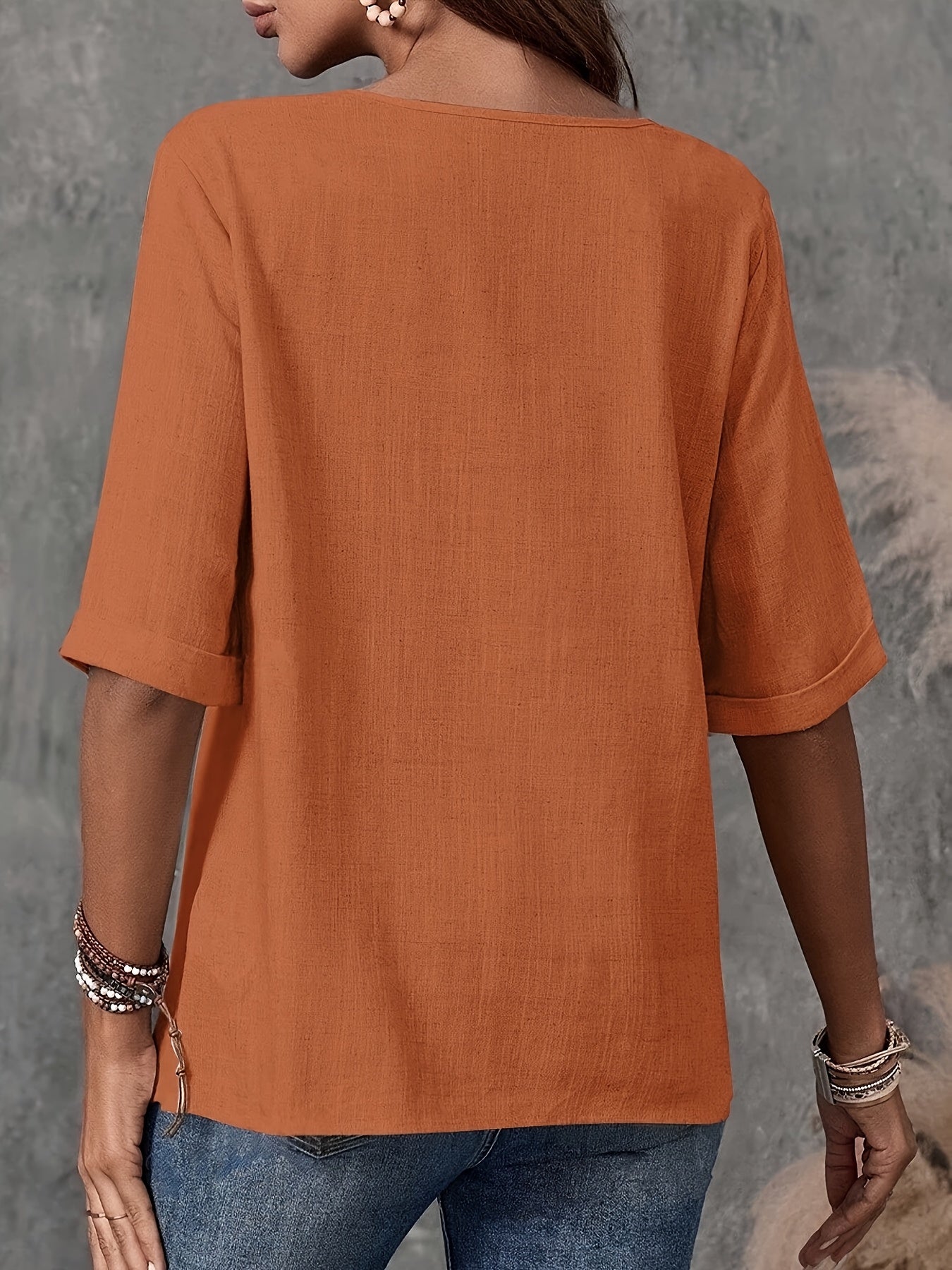 Women'S Vintage-Inspired Button-Up Blouse  Ladies Top