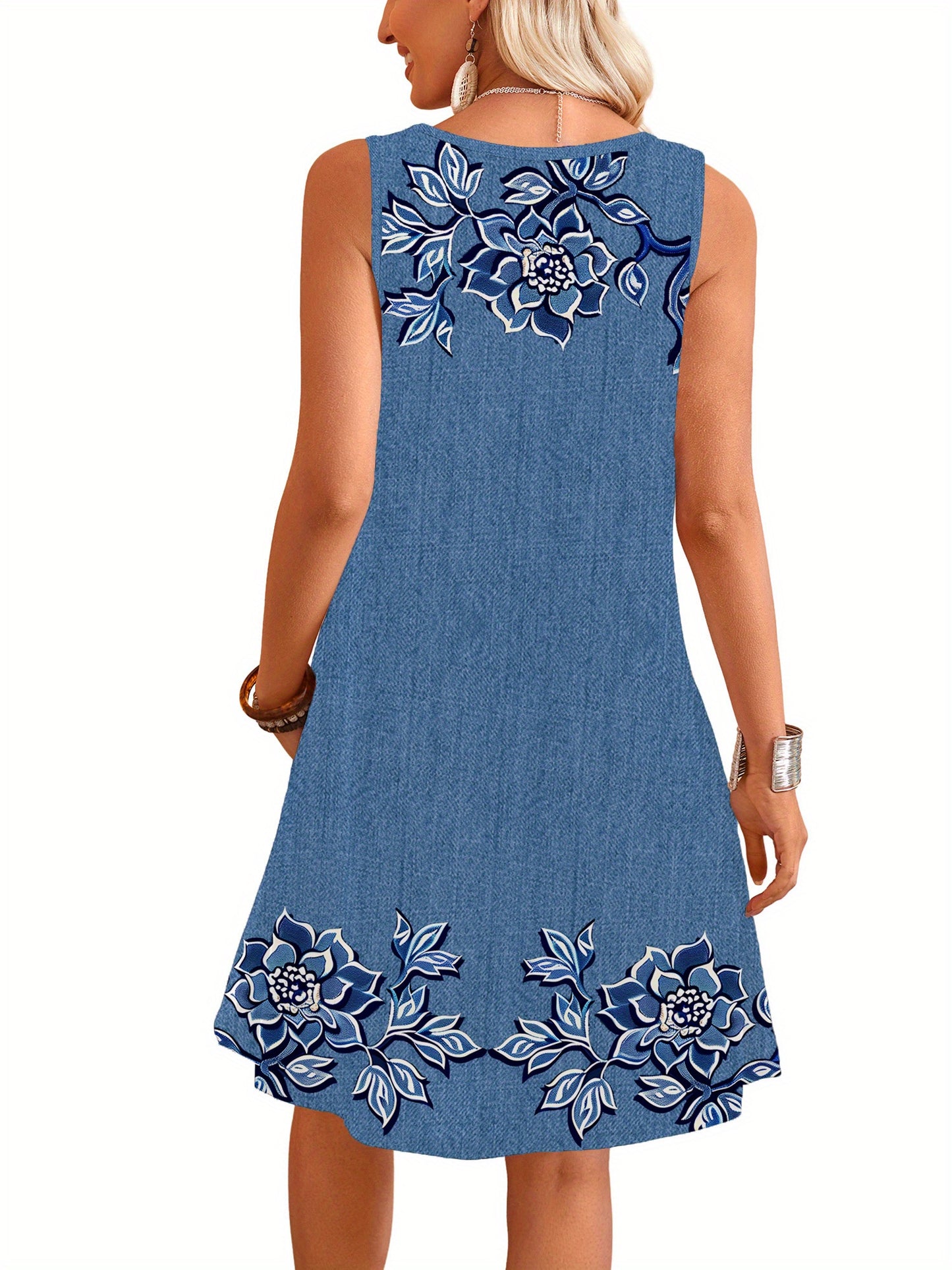 Summer Short Sleeve Round Neck Jeans Dress
