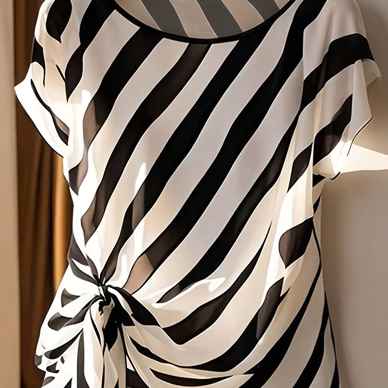Summer Holiday Round Neck Sleeveless Bow-Tie Shirt