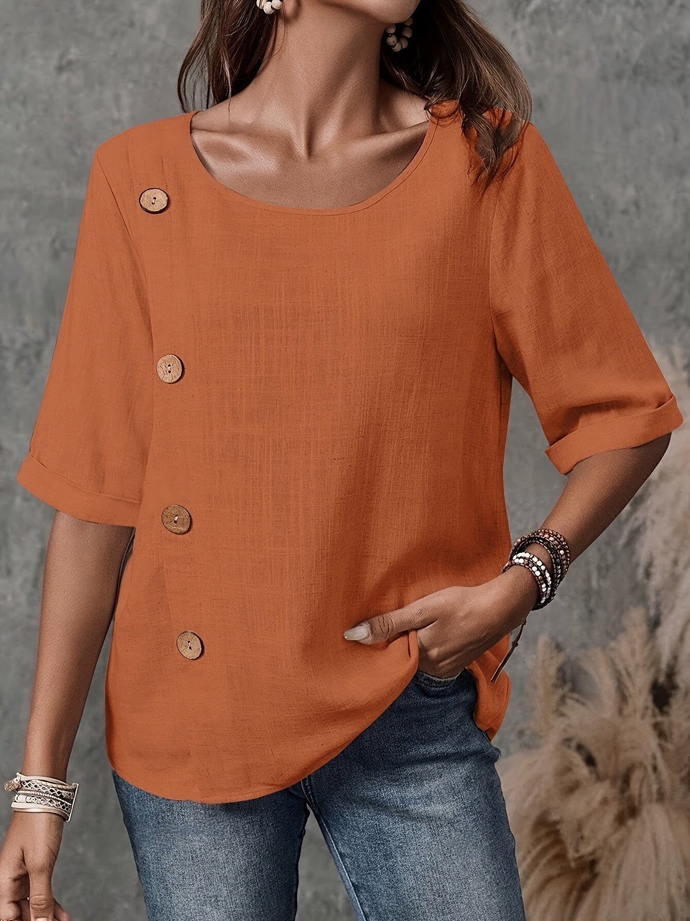 Women'S Vintage-Inspired Button-Up Blouse  Ladies Top