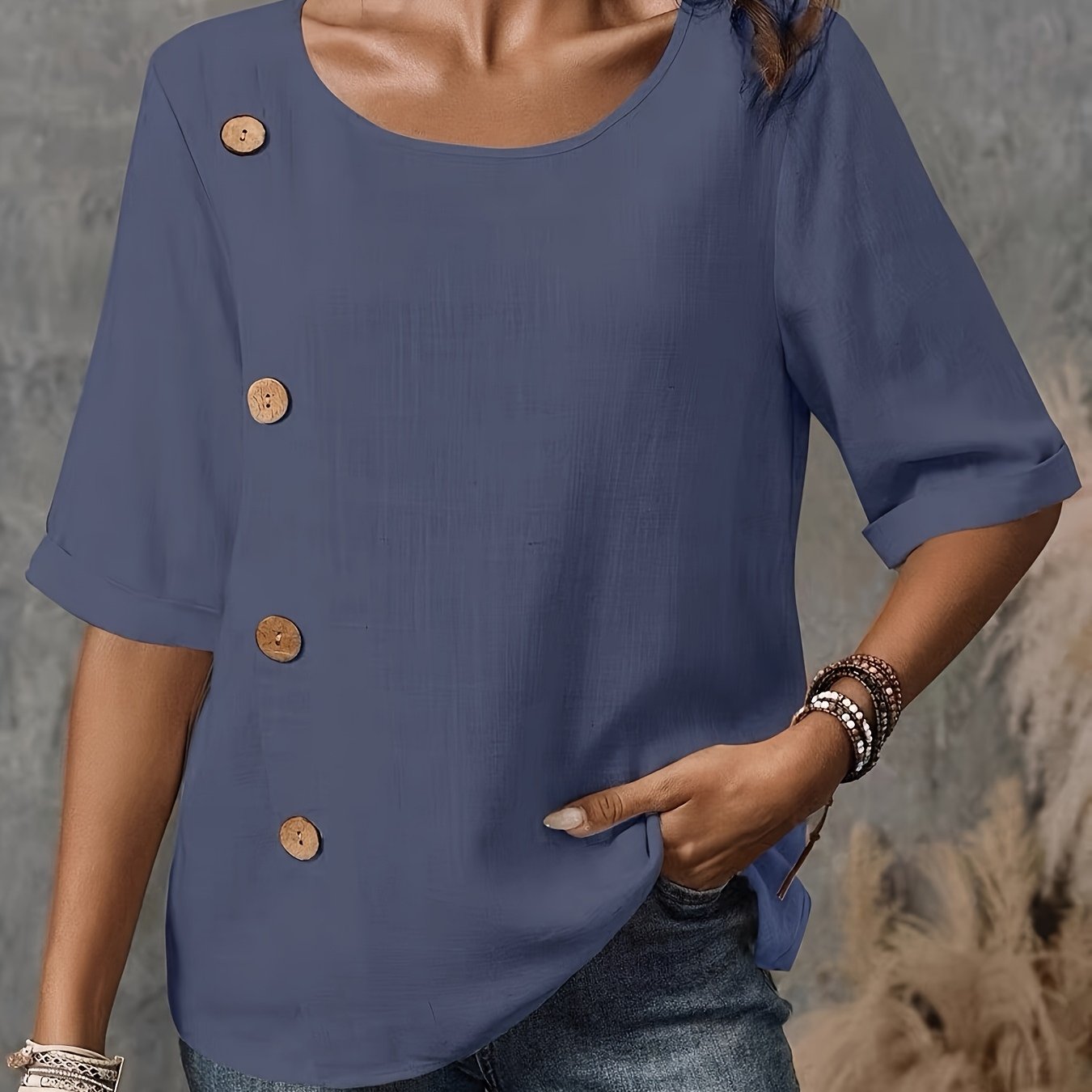 Women'S Vintage-Inspired Button-Up Blouse  Ladies Top