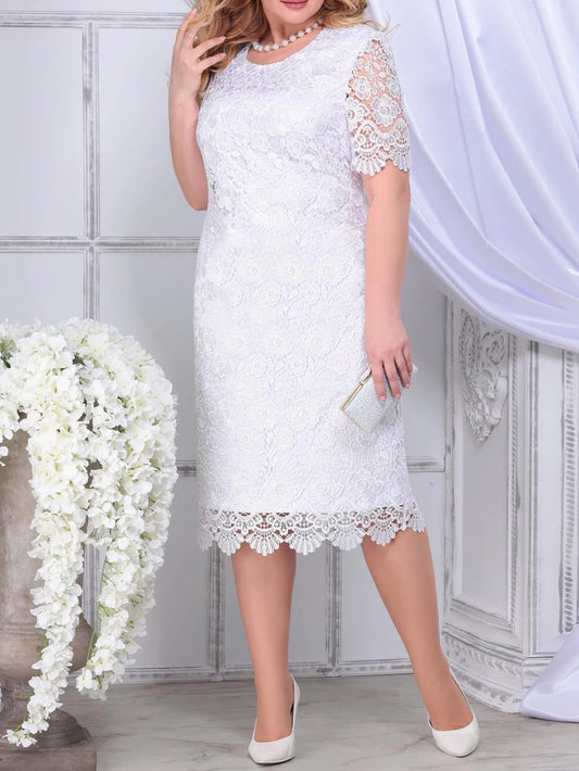 Plus Size Elegant Party Summer  Wedding Guest Slim Pencil Midi Dress