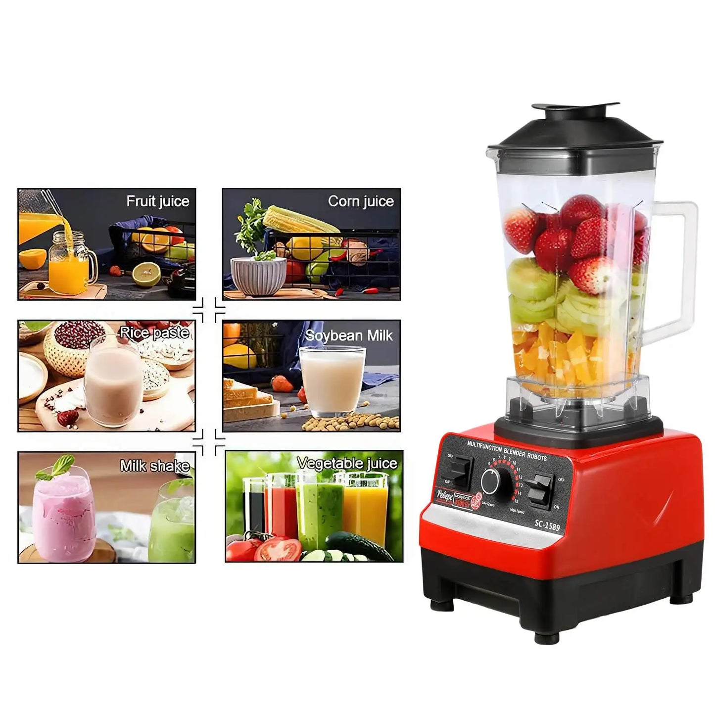 Free 2L Jar 2000W Professional Smart Blender Stationary Mixer Juicer Food Processor Ice Smoothies Crusher