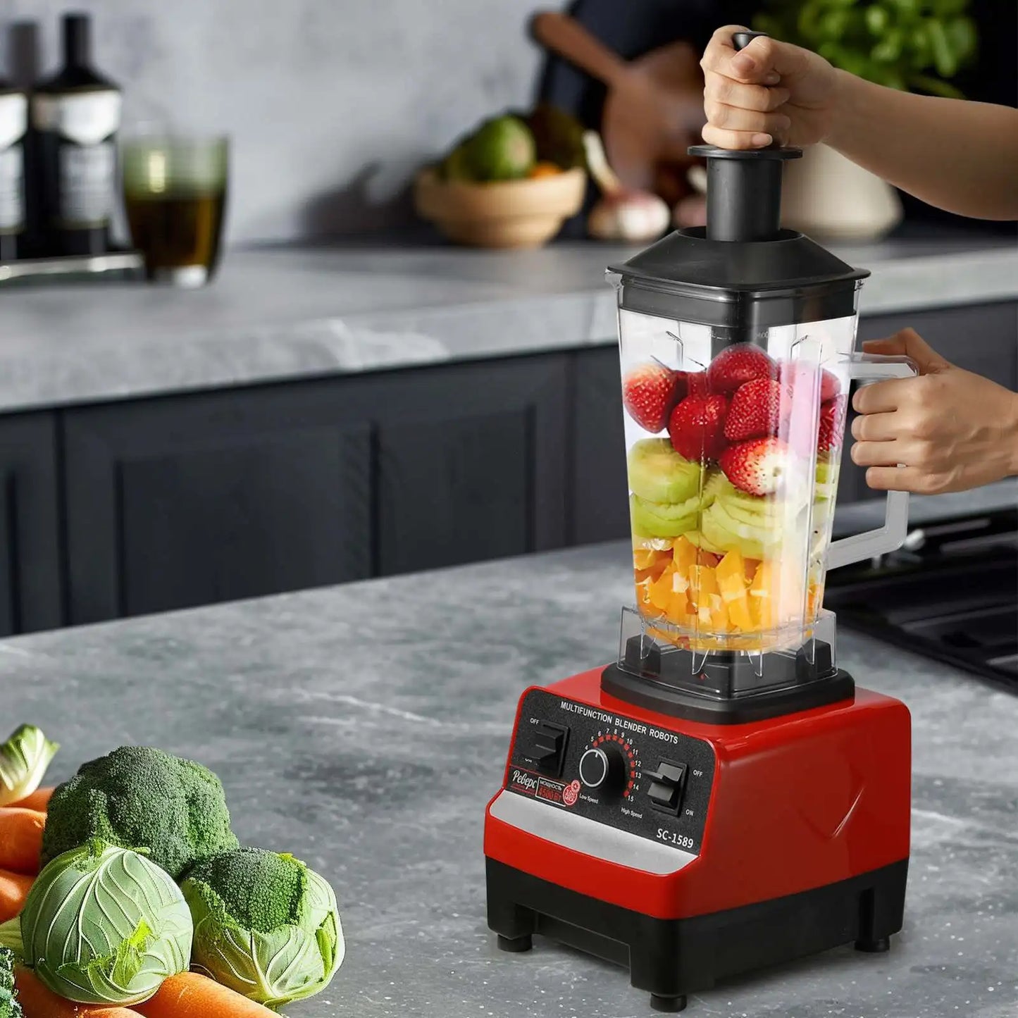 Free 2L Jar 2000W Professional Smart Blender Stationary Mixer Juicer Food Processor Ice Smoothies Crusher
