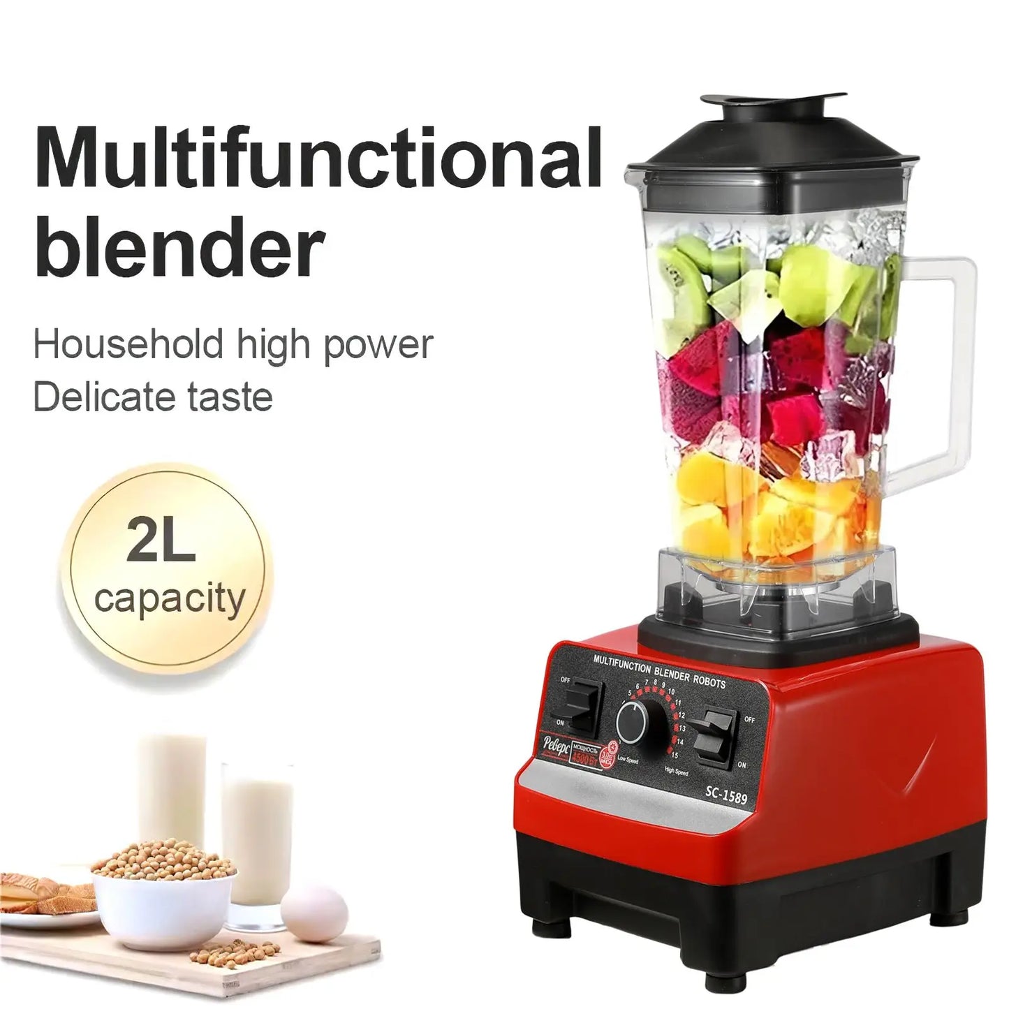 Free 2L Jar 2000W Professional Smart Blender Stationary Mixer Juicer Food Processor Ice Smoothies Crusher