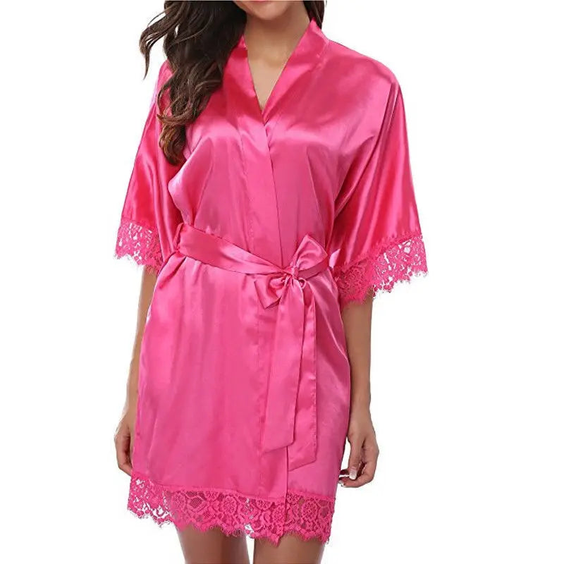 Women Ice Silk Pyjamas Robes Sleepwear Nightgowns Nightdress Smooth Soft Comfortable