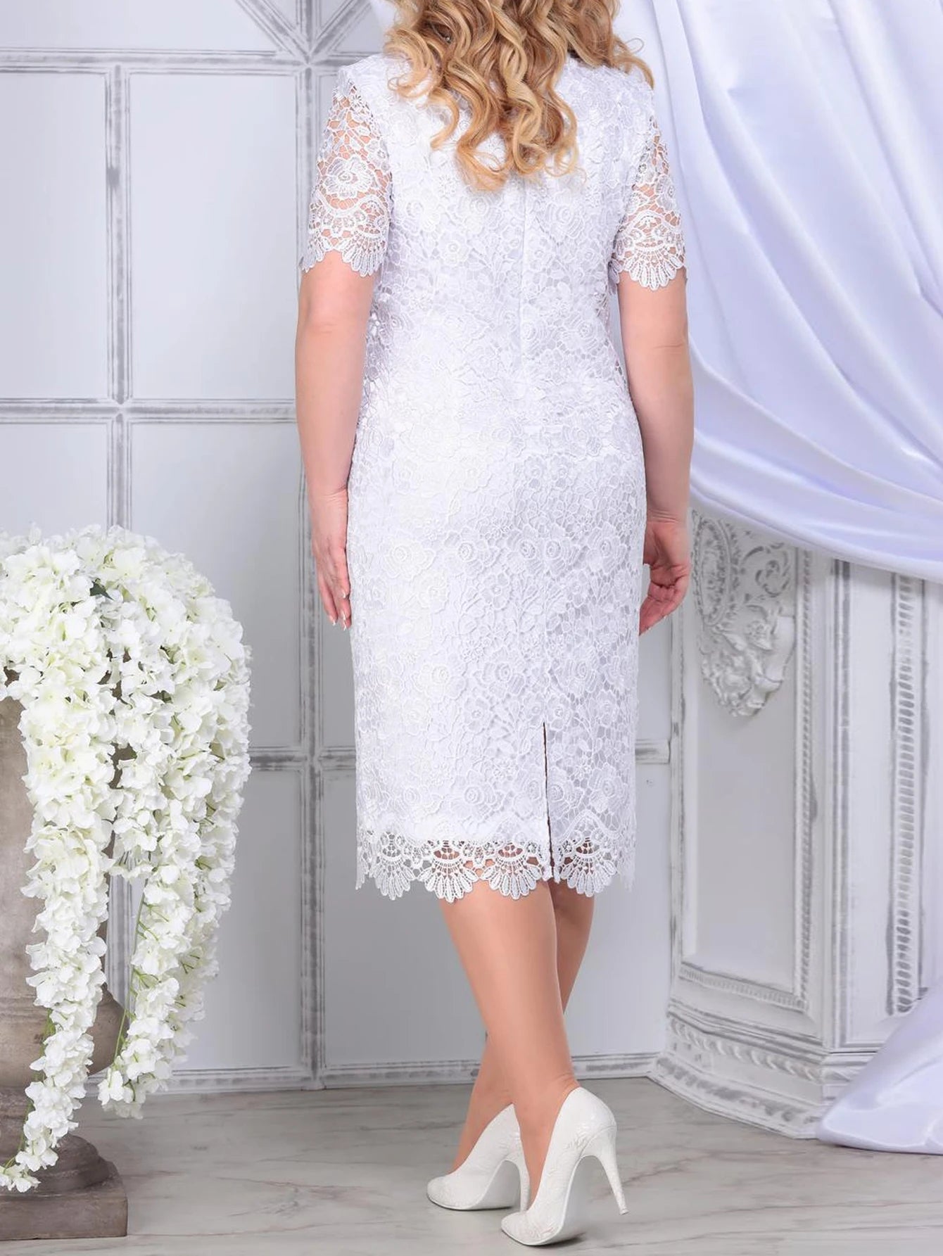Plus Size Elegant Party Summer  Wedding Guest Slim Pencil Midi Dress