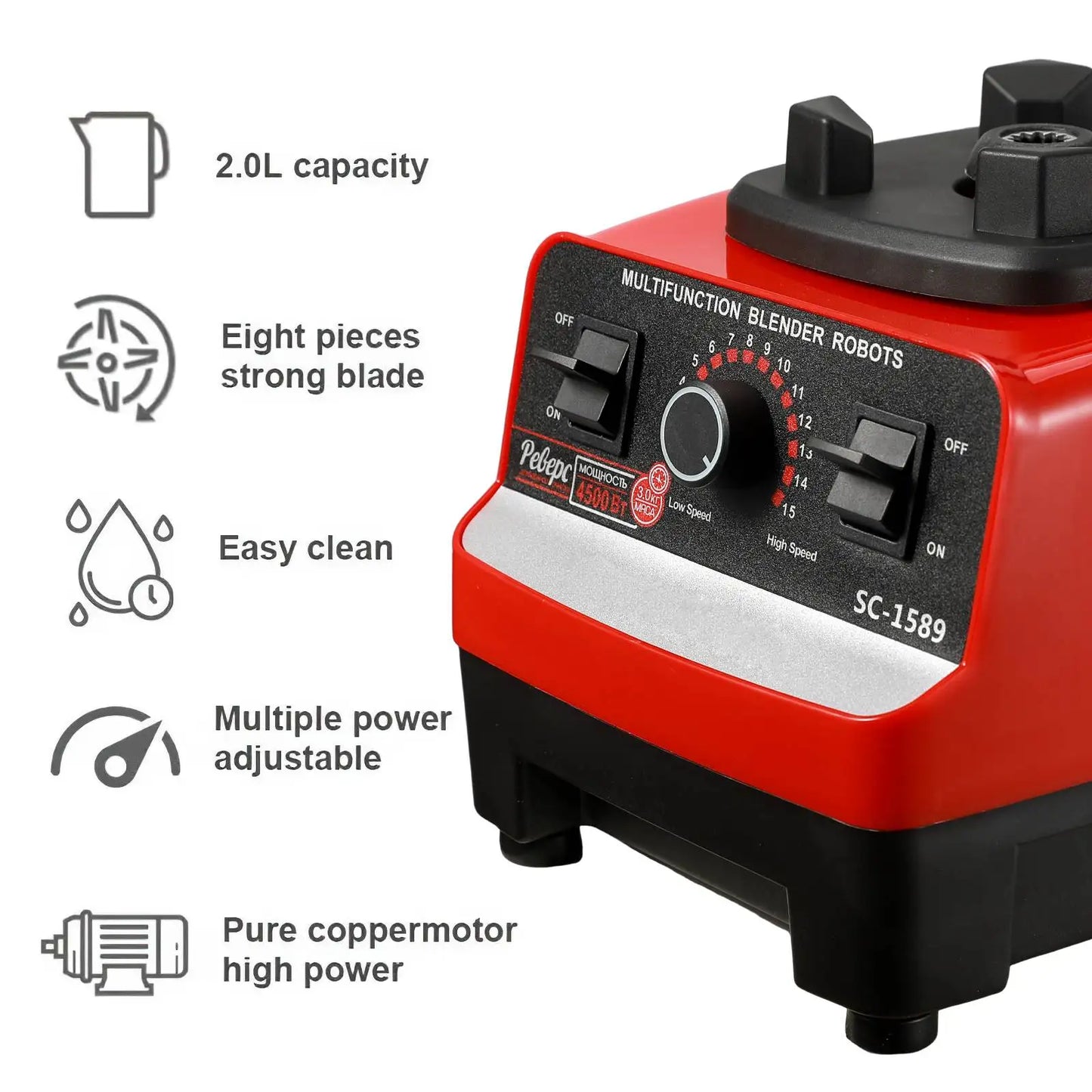 Free 2L Jar 2000W Professional Smart Blender Stationary Mixer Juicer Food Processor Ice Smoothies Crusher