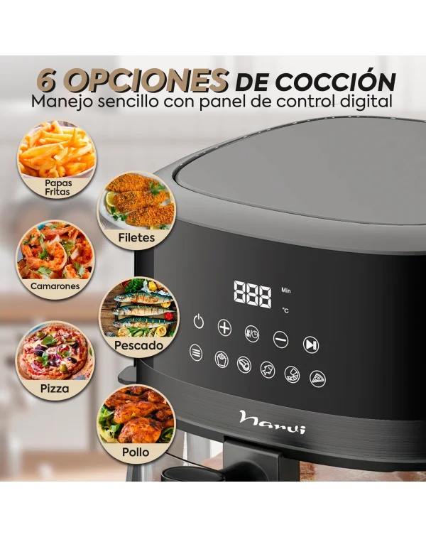 NARVI Air Fryer NF30, 4.5L Capacity, 1500W Power, 360° Cooking, with Visible Window and 6 Automatic Programs, Oil-Free Design, Digital Touchscreen, BPA and PFOA Free, Dishwasher Safe, Perfect for Healthy Cooking.