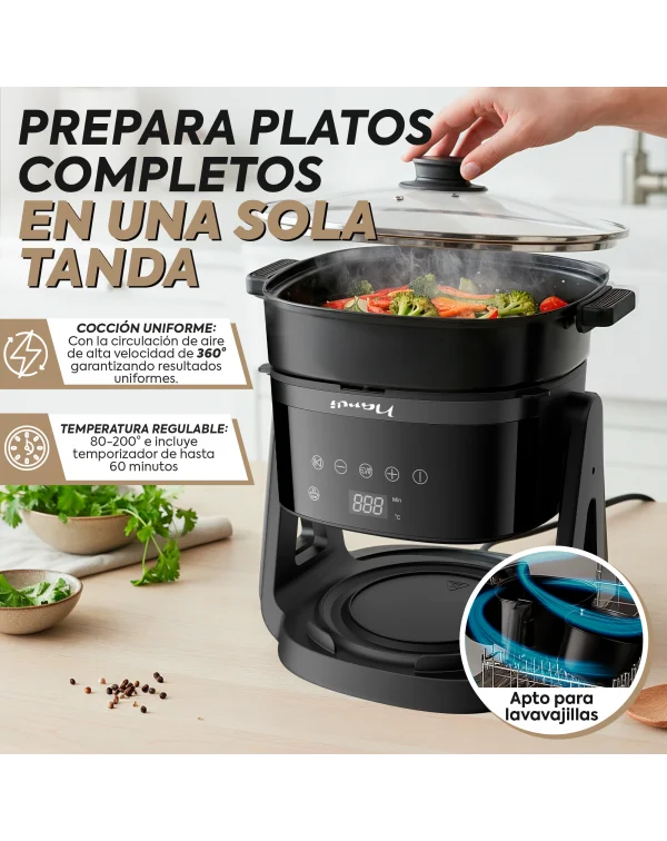 NARVI Air Fryer NF30, 4.5L Capacity, 1500W Power, 360° Cooking, with Visible Window and 6 Automatic Programs, Oil-Free Design, Digital Touchscreen, BPA and PFOA Free, Dishwasher Safe, Perfect for Healthy Cooking.