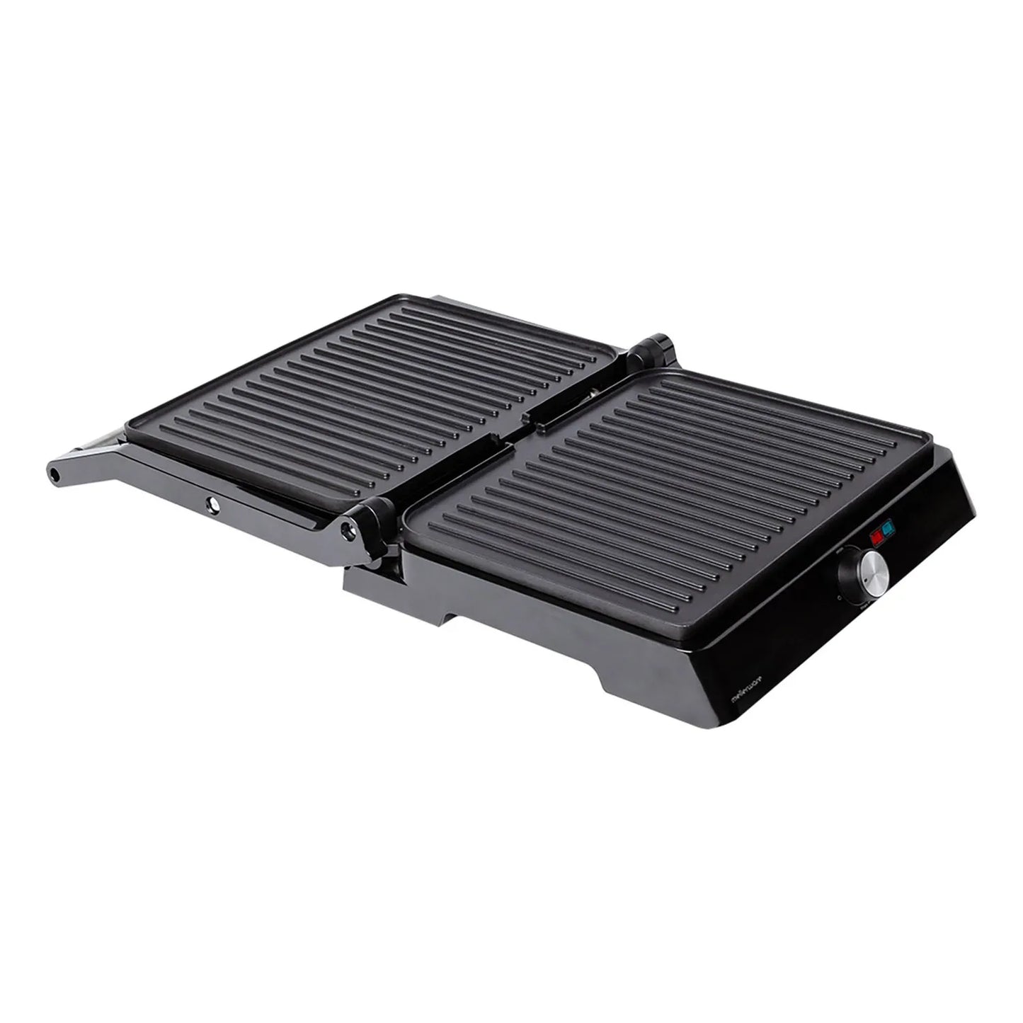 Mellerware Electric Grill Hotty 2200W with Non-Stick Coating, Adjustable Thermostat, 180º Opening, 29x46cm Surface, and PFOA Free Design, Perfect for BBQ and Kitchen Use.