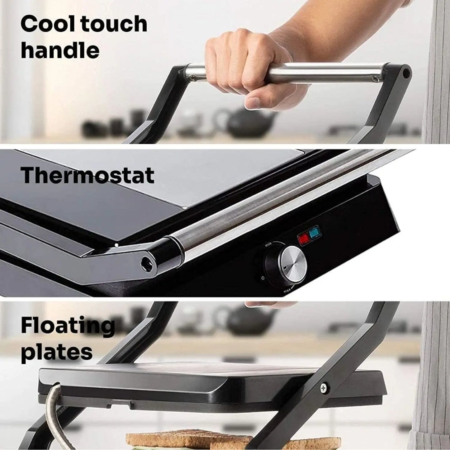 Mellerware Electric Grill Hotty 2200W with Non-Stick Coating, Adjustable Thermostat, 180º Opening, 29x46cm Surface, and PFOA Free Design, Perfect for BBQ and Kitchen Use.
