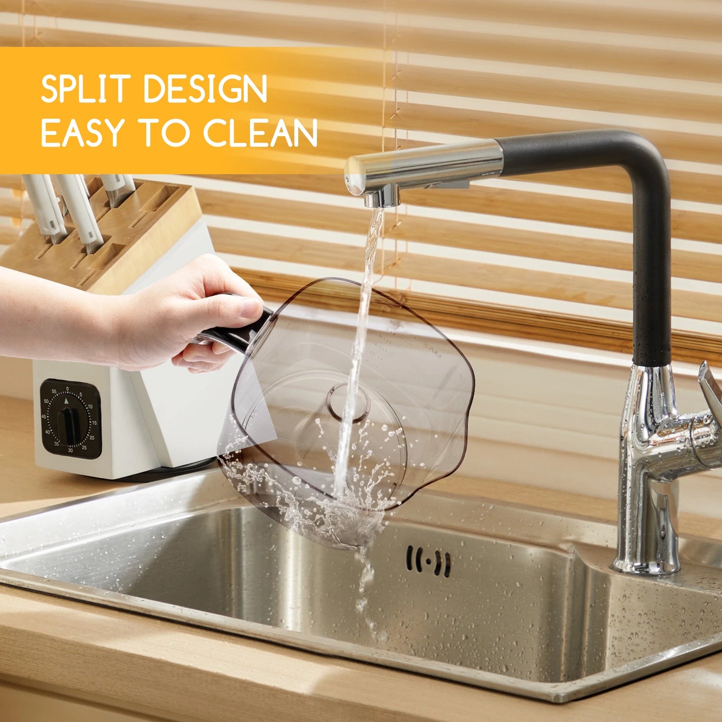 Orange Juicer - Citrus juicer with 1.2L capacity, stainless steel, dual-direction rotation, two cone sizes, LED indicator, and 40W power for efficient fruit extraction.