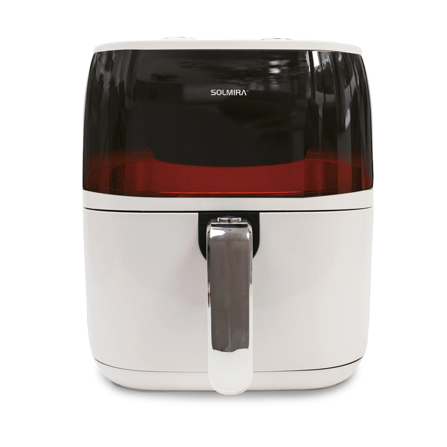 6L Air Fryer by SOLMIRA, 1400W capacity, designed for oil-free grilling, features a compact size of 40x34x38cm, CE certified, perfect for healthy cooking and equipped for various uses.