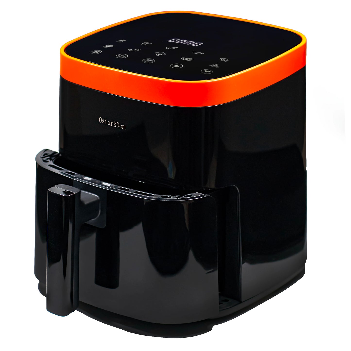 Air Fryer 6L with Touch Control, adjustable temperature up to 200°C, 60-minute timer, 8 preset menus, oil-free cooking, and 1400W power, ideal for families of 3-5 people.