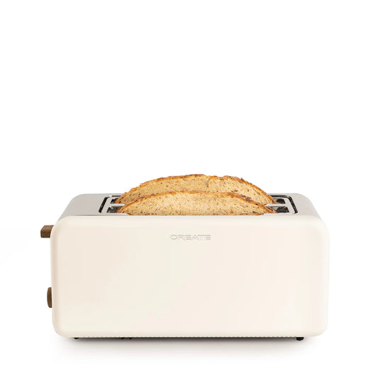 TOAST RETRO XL - Retro toaster with 2 extra wide slots, 1500W power, 6 browning levels, and cancel function, perfect for breakfast preparation. Ideal for large slices and easy to use in any kitchen.