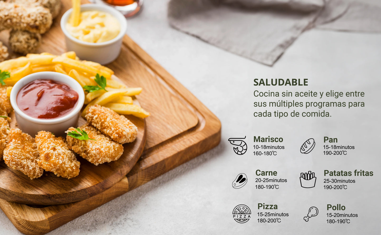 6L Air Fryer by SOLMIRA, 1400W capacity, designed for oil-free grilling, features a compact size of 40x34x38cm, CE certified, perfect for healthy cooking and equipped for various uses.
