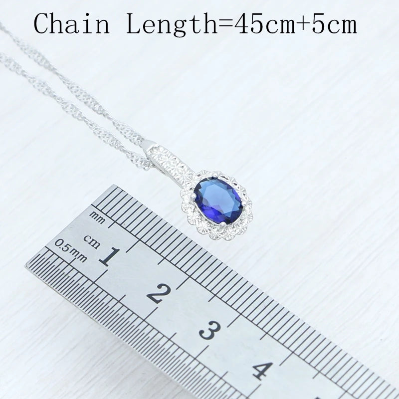 Silver Jewelry 3Set for Women's Wedding Jewelry Earrings Pendant Open Ring Necklace