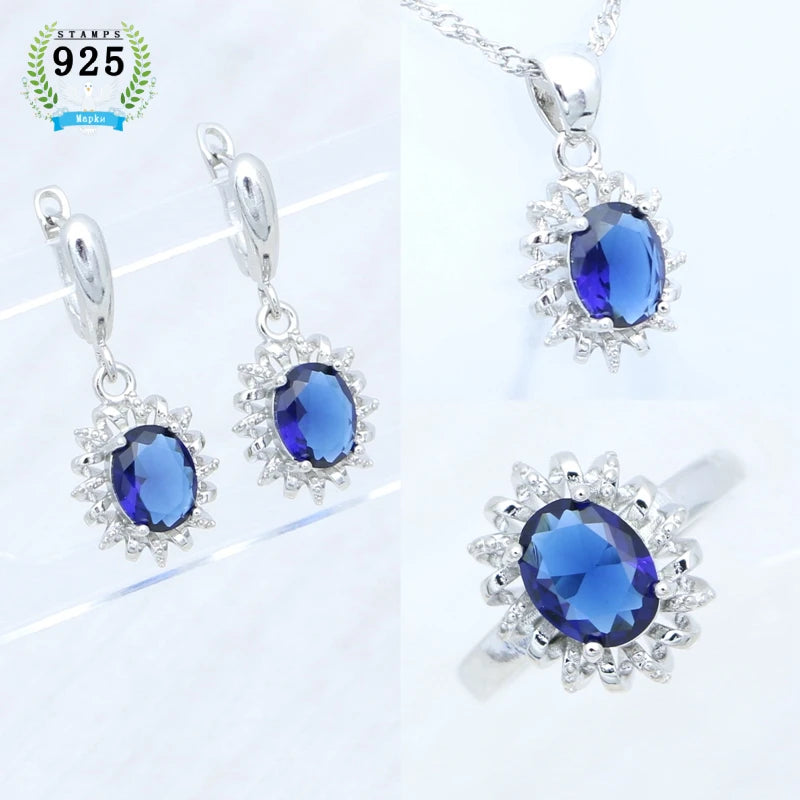 Egg Cubic Zirconia Pink Jewelry Kit 925 Sterling Silver Earrings Adjustable Ring Pendant Woman Engagement Gift Free Jewelry Box