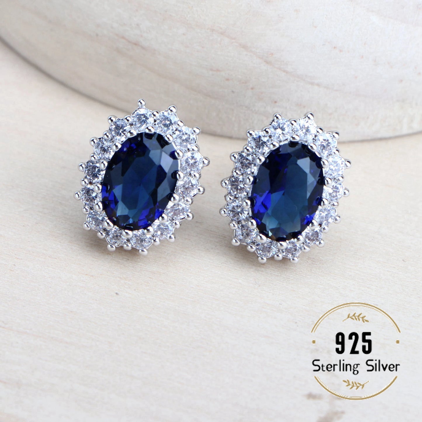 Silver jewelry 4Sets Blue Zirconia Costume Fine Jewellery  Necklace Earrings Rings Bracelets Pendant