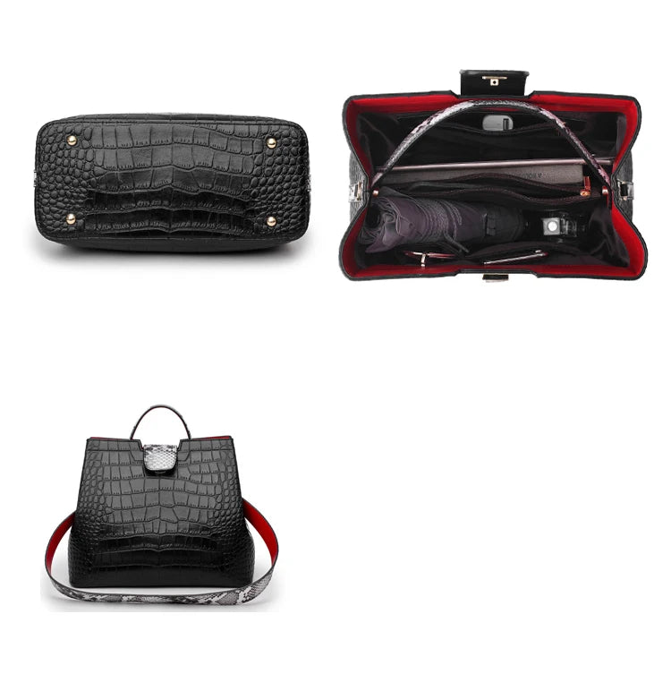 Brand Crocodile pattern Leather luxury Handbags Designer High Quality alligator large capacity Lady  Shoulder Crossbody Bag