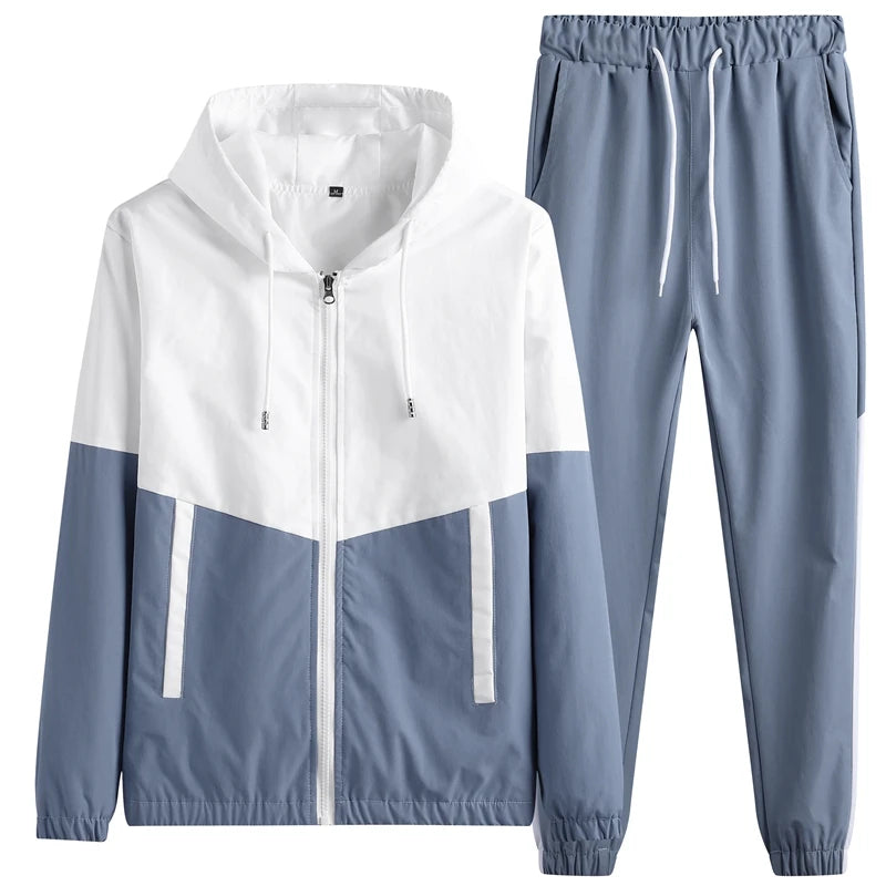 Men Tracksuit Casual Joggers Hooded Sportswear Jackets And Trouser Sets,Sports Suit