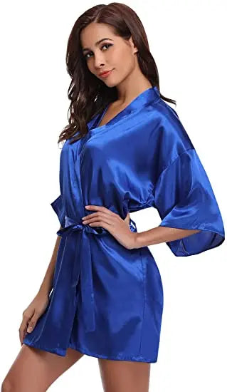 Satin Robe Female Intimate Lingerie Sleepwear Silky Bridal Wedding Gift Casual Kimono Bathrobe Gown Nightgown Sexy Nightwear