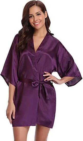 Satin Robe Female Intimate Lingerie Sleepwear Silky Bridal Wedding Gift Casual Kimono Bathrobe Gown Nightgown Sexy Nightwear