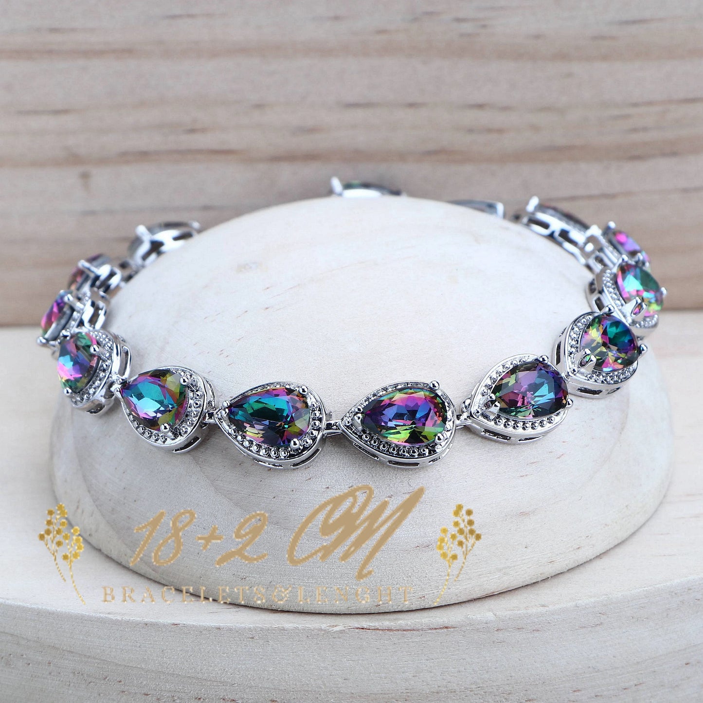 Jewelry 4Sets Costume Jewellery Rainbow Cubic Zirconia Earrings Rings Bracelets Pendant Necklace