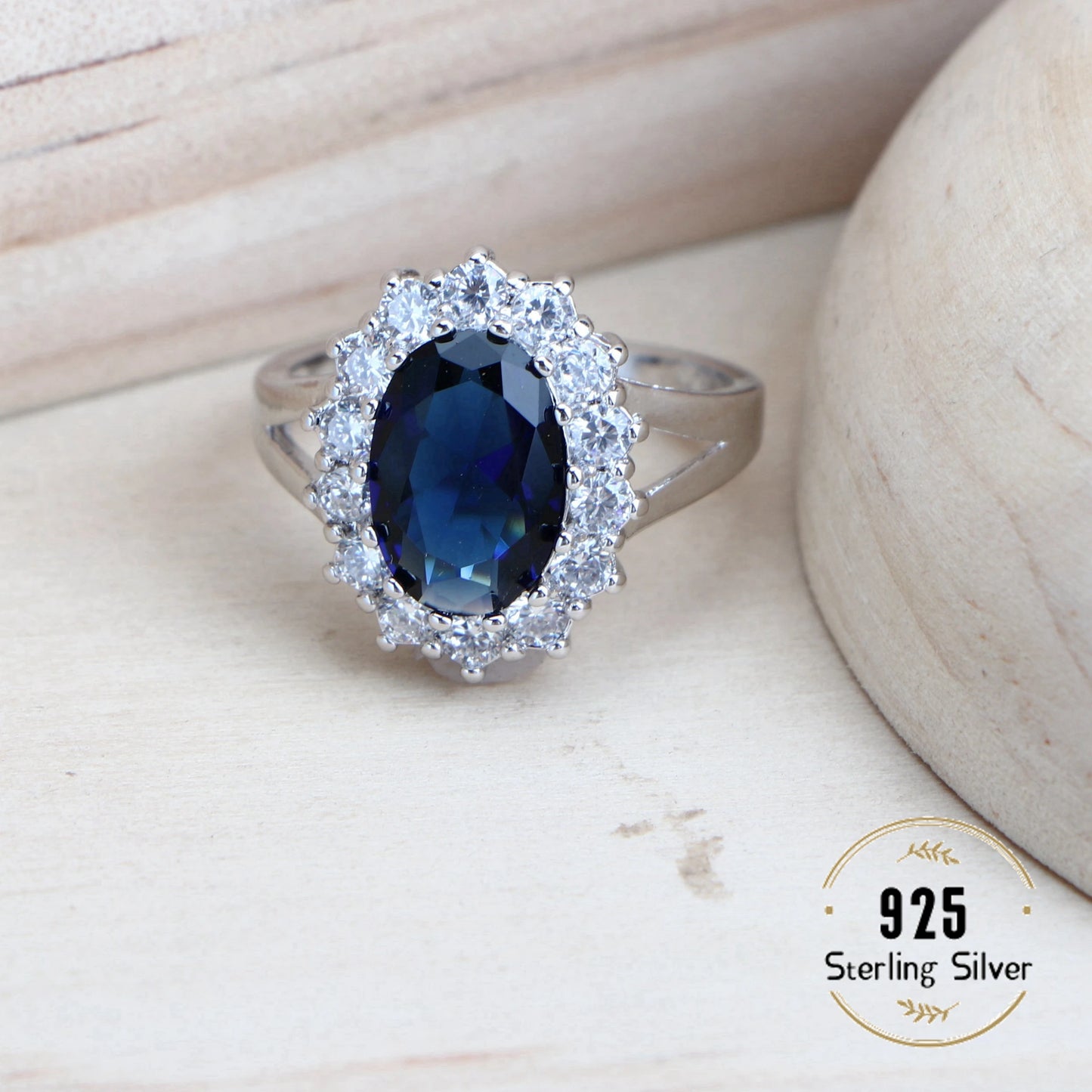 Silver jewelry 4Sets Blue Zirconia Costume Fine Jewellery  Necklace Earrings Rings Bracelets Pendant