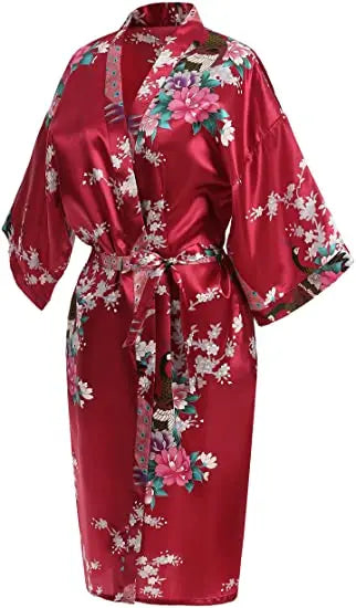 Rayon Robes Women Nightwear Flower Clothes Intimate Lingerie Casual Bath Gown