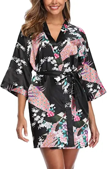 Fashion Satin Robe Female Bathrobe Silk Kimono Bride Dressing gown sleepwear for women