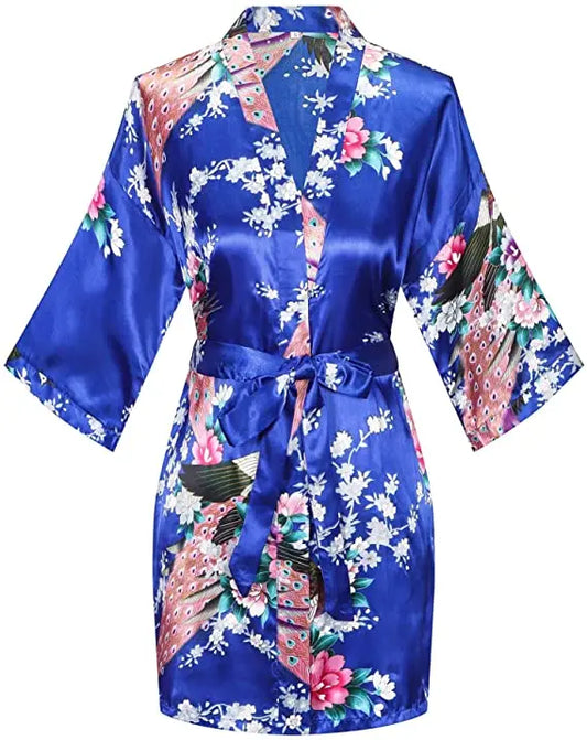 Fashion Satin Robe Female Bathrobe Silk Kimono Bride Dressing gown sleepwear for women