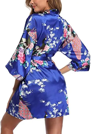 Fashion Satin Robe Female Bathrobe Silk Kimono Bride Dressing gown sleepwear for women