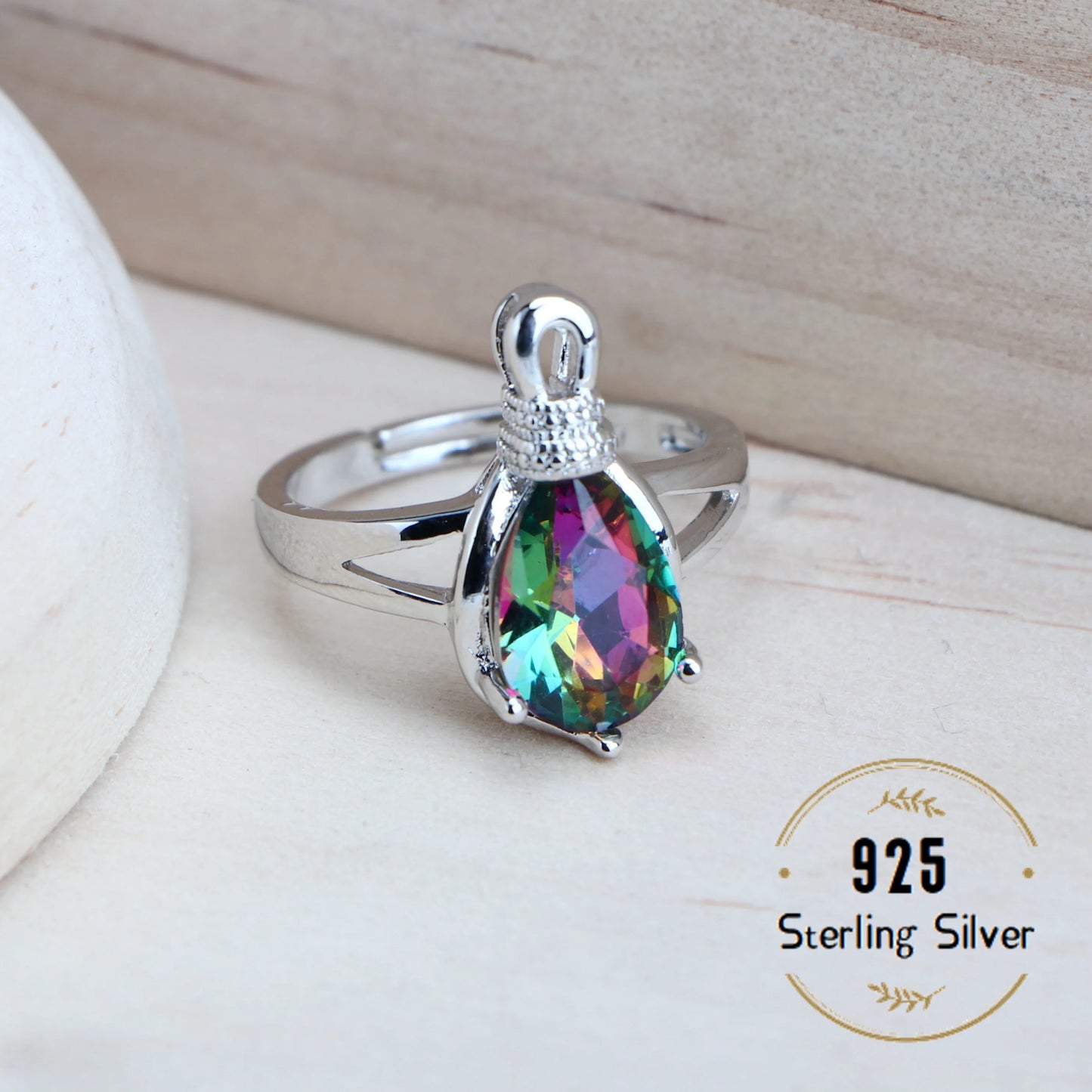Jewelry 4Sets Costume Jewellery Rainbow Cubic Zirconia Earrings Rings Bracelets Pendant Necklace