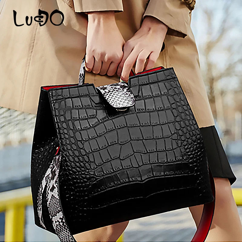 Brand Crocodile pattern Leather luxury Handbags Designer High Quality alligator large capacity Lady  Shoulder Crossbody Bag