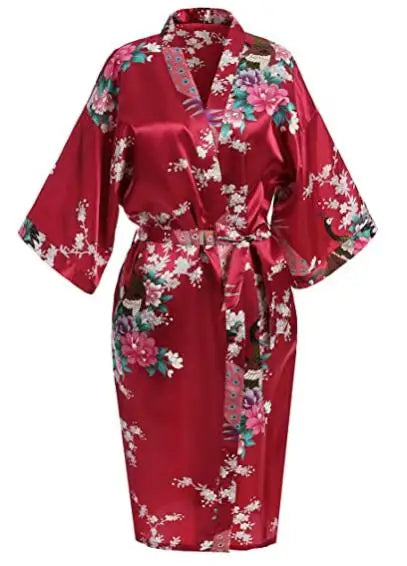 Fashion Satin Robe Female Bathrobe Silk Kimono Bride Dressing gown sleepwear for women