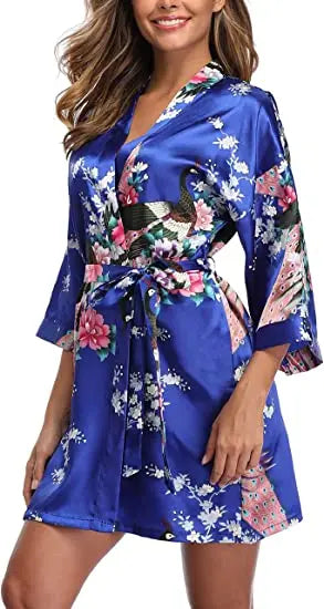 Fashion Satin Robe Female Bathrobe Silk Kimono Bride Dressing gown sleepwear for women
